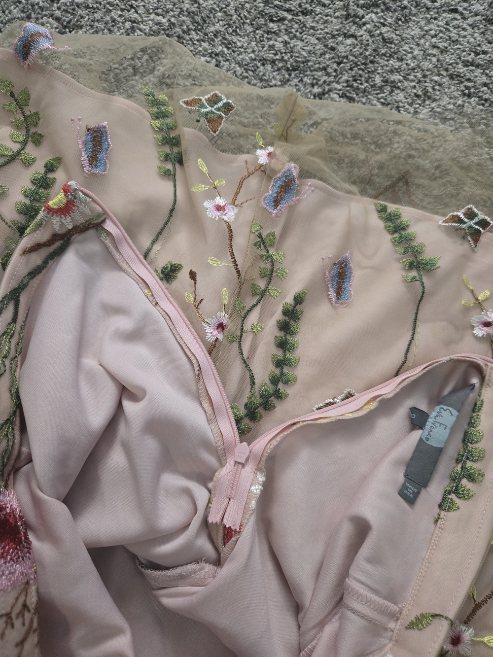 Embroidered Floral Sheer Midi Skirt - Blush Pink - Picture 7 of 16